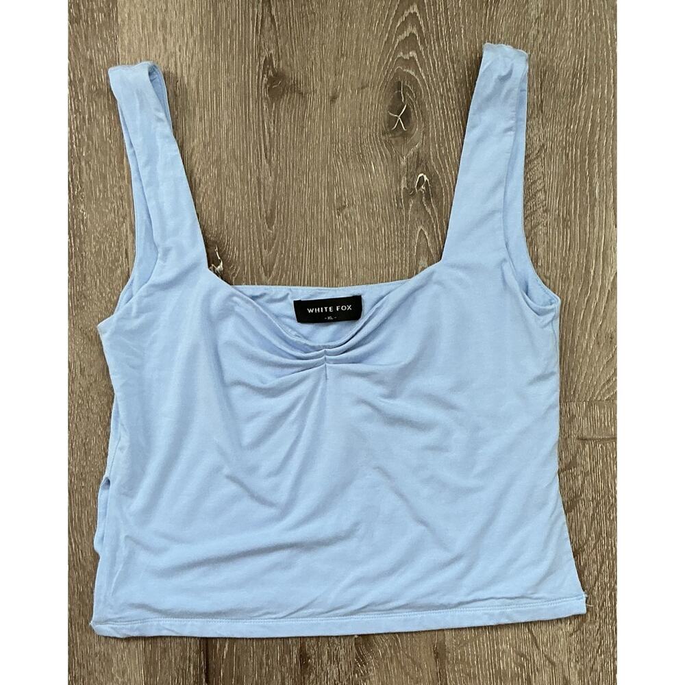 White Fox Baby Blue Sweetheart Neck Crop Tank XL Stretchy‎
